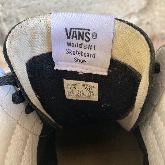 Vans Grey and White Checkered High-Tops with Black Suede Mens 7.5 Womens 9 - Picture 5 of 11